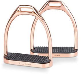 Equinate Steigbügel Luna Roségold 10 cm mit Anti-Rutsch Trittfläche aus Gummi 2 Stück – Bild 1 von 9