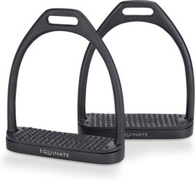 Equinate Steigbügel Midway 10cm Schwarz Matt mit Anti-Rutsch Trittfläche aus Gummi 2 Stück – Bild 1 von 8