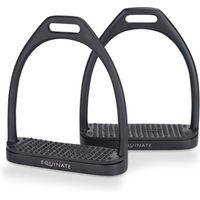 Produktbild von Equinate Steigbügel Midway 10cm Schwarz Matt mit Anti-Rutsch Trittfläche aus Gummi 2 Stück