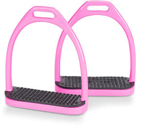 Equinate Steigbügel Midway Rosa 10 cm aus Edelstahl mit Anti-Rutsch Gummifläche 2 Stück – Bild 1 von 7