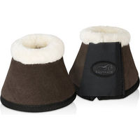 Produktbild von Equinate Sunville Hufglocken für Pferde mit Wildleder und synthetischem Lammfell Braun Größe L 2er Set