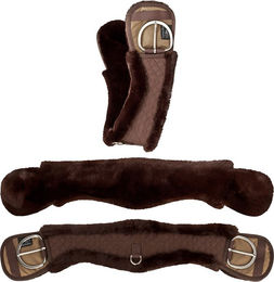 Equinate Western Mondgurt anatomisch mit synthetischem Lammfell Braun 70 cm – Bild 1 von 8