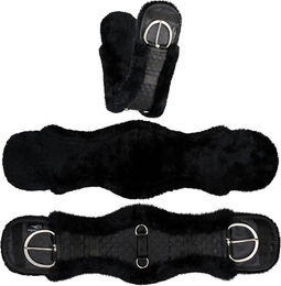 Equinate Westerngurt Classical anatomisch mit echtem Lammfell Schwarz 75cm – Bild 1 von 7