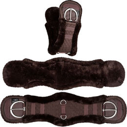 Equinate Westerngurt Classical anatomisch mit synthetischem Lammfell Braun 70 cm – Bild 1 von 8