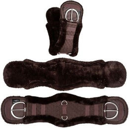 Equinate Westerngurt Classical anatomisch mit synthetischem Lammfell braun 80 cm – Bild 1 von 3