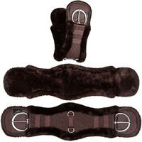 Produktbild von Equinate Westerngurt Classical anatomisch mit synthetischem Lammfell braun 80 cm