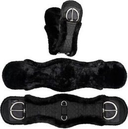 Equinate Westerngurt Classical anatomisch mit synthetischem Lammfell schwarz 70 cm – Bild 1 von 3