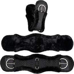 Equinate Westerngurt Classical anatomisch mit synthetischem Lammfell Schwarz 90cm – Bild 1 von 8