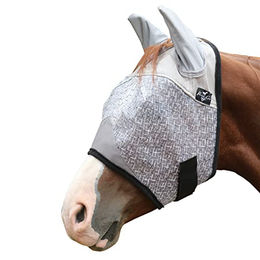 Equisential Fliegenhaube für Pferde mit Ohrenschutz Größe M in Weiß/Grau – Bild 1 von 3