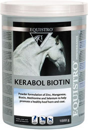 Produktbild von Equistro Kerabol Biotin Ergänzungsfutter für Pferde als Pulver zur Unterstützung von Haut, Fell und Hufen 1000g