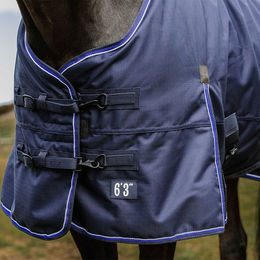 Equithème 1200D Classic 3 Layer Außendecke für Pferde mit Halsteil in Blau – Bild 1 von 2