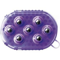 Produktbild von Equithème 2 in 1 Putzhandschuh mit Striegel aus Kunststoff in Rosa und Lila