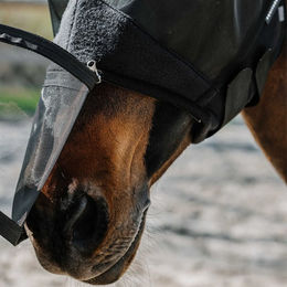 Produktbild von Equithème 2in1 Fliegen- und UV-Maske für Pferde aus Polyester in Schwarz Größe M