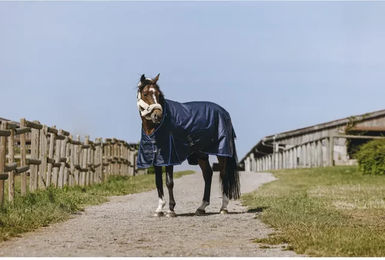 Produktbild von Equithème Classic 1200D Outdoor-Decke für Pferde mit High Neck in Blau