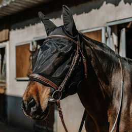 Equithème Fliegenmaske für Pferde Soft aus Polyester in Schwarz oder Silber Größe S – Bild 1 von 2