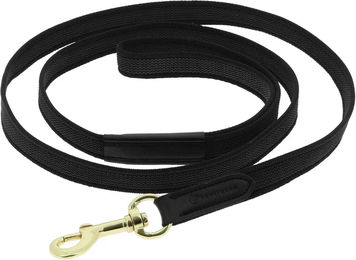 Produktbild von Equithème Hundeleine Nala aus Kunstleder in Schwarz mit Gold