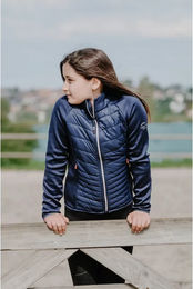Produktbild von Equithème Hybrid-Reitjacke für Kinder in Blau aus wasserabweisendem Polyester