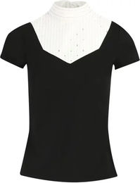 Equithème Lerma Reitshirt Damen Kurzarm Polo aus Baumwolle XS Schwarz Weiß – Bild 1 von 7