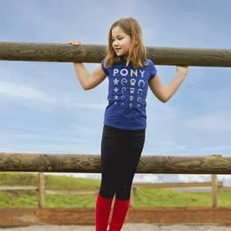 Produktbild von Equithème Lise Mädchen T-Shirt aus Bio-Baumwolle Blau Größe 4 Jahre