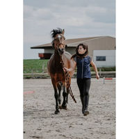 Produktbild von Equithème Luna Hybrid-Reitweste für Mädchen in Blau aus wasserabweisendem Polyester