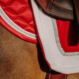 Equithème Nierendecke für Pferde Xmas Fleece in Rot Weiß Silber – Bild 1 von 2