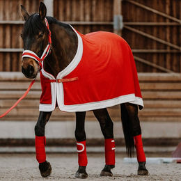 Equithème Polardecke Fleece für Pferde Xmas Rot Weiß 145 cm – Bild 1 von 3