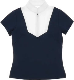 Equithème Reitpolo Damen Tokyo kurzärmelig Weiß Blau Größe L – Bild 1 von 4