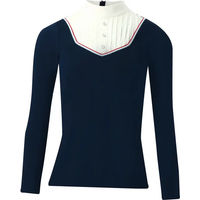 Produktbild von Equithème Reitshirt Turnier-Polo für Damen mit langen Ärmeln aus Polyester in Weiß und Blau Größe XL