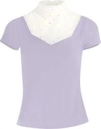 Produktbild von Equithème Reitturnier-Poloshirt Damen aus Baumwolle Weiß Lila Größe L