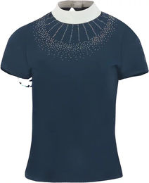 Produktbild von Equithème Reitturnier-Poloshirt Damen Weiß Blau Größe L