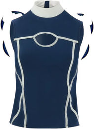 Produktbild von Equithème Reitturnier-Poloshirt für Damen in Weiß und Blau aus Polyester Größe M