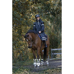 Equithème RiderCoat Wasserdichter Reitmantel in Blau oder Schwarz Größe L – Bild 1 von 3