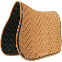 Produktbild von Equithème Sattelunterlage Glossy für Pferde aus Velours in Schwarz und Orange
