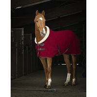 Produktbild von Equithème Teddy Polar Fleece Decke Bordeaux Weiß 135 cm