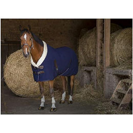 Equithème Teddy Polarfleece Stalldecke für Pferde Marineblau 125cm – Bild 1 von 2