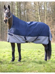 Equithème Tyrex 600 D Hochhals-Pferdedecke für Outdoor Marineblau 206 cm – Bild 1 von 4