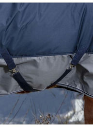 Equithème Tyrex 600 D Hochhals-Pferdedecke mit Halsteil Marineblau/Grau 175 cm – Bild 1 von 4