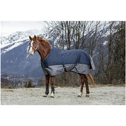 Equithème Tyrex 600D Outdoor-Pferdedecke mit 150g Füllung Marineblau/Grau 215 cm – Bild 1 von 7