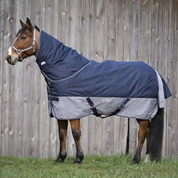 Equithème Tyrex 600D Outdoor-Pferdedecke mit 300g Füllung Marineblau/Grau 183 cm – Bild 1 von 4