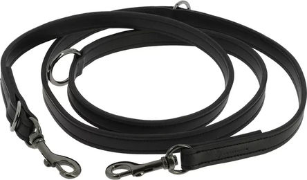 Produktbild von Equithème Vortex Hundeleine als Doppelleine aus Kunstleder in Schwarz