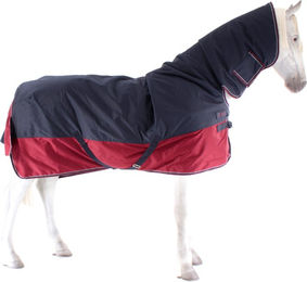 Equithème Winterdecke Highneck für Pferde mit 300g Tyrex Füllung 1200D Marineblau/Bordeauxrot 125cm – Bild 1 von 3