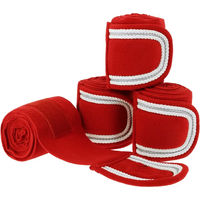 Produktbild von Equithème Xmas Polobänder für Pferde aus Fleece in Rot Silber Weiß 4er Pack