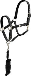 Produktbild von EQUIVA Halfter aus Satin mit Strick für Warmblut in Schwarz