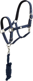 EQUIVA Halfter aus Satin mit Strick in Blau für Warmblut/WB – Bild 1 von 2