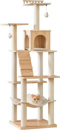 Equivera Katzenbaum Hellbraun 163 cm mit Hängematte und abnehmbarem Kissen – Bild 1 von 1