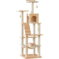 Produktbild von Equivera Katzenbaum Hellbraun 163 cm mit Hängematte und abnehmbarem Kissen