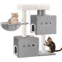 Produktbild von Equivera Katzenbaum Hellgrau 98 cm mit 2 Höhlen und Liegefläche