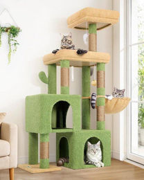 Equivera Katzenbaum Kaktusgrün 134 cm mit 2 Häusern und Plattform – Bild 1 von 1