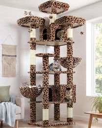 Equivera Katzenbaum XXL für 3-5 Katzen mit 2 Katzenhäusern und Plüschspielzeug 209 cm hoch – Bild 1 von 1