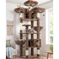 Produktbild von Equivera Katzenbaum XXL für 3-5 Katzen mit 2 Katzenhäusern und Plüschspielzeug 209 cm hoch